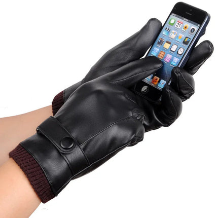 Winter Gloves for Men, Touch Screen Driving Gloves with Windproof Synthetic Leather and Warm Lining for Commuting – image 7