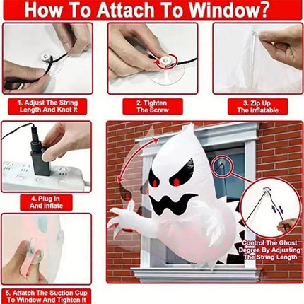 Inflatable Halloween Ghost Decoration with Lights, Halloween Inflatables for Window