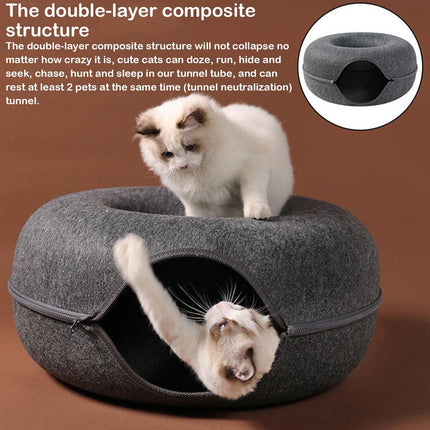 Cat Beds for Indoor Cats, Round Donut Pet Nest for Kittens – image 9
