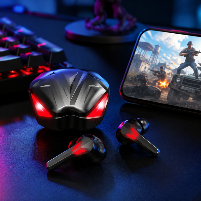 Wireless Earbuds with Mic for Gaming, Low Latency Bluetooth Earbuds with Touch Control and Type C Charging Case
