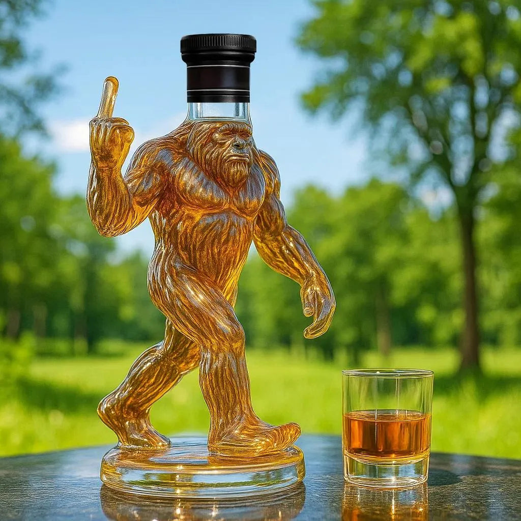 Tuzwa Bigfoot Whiskey Decanter – 25.3 Oz Hand-Blown Glass Liquor Decanter with Sculptural Design & Glass Stopper