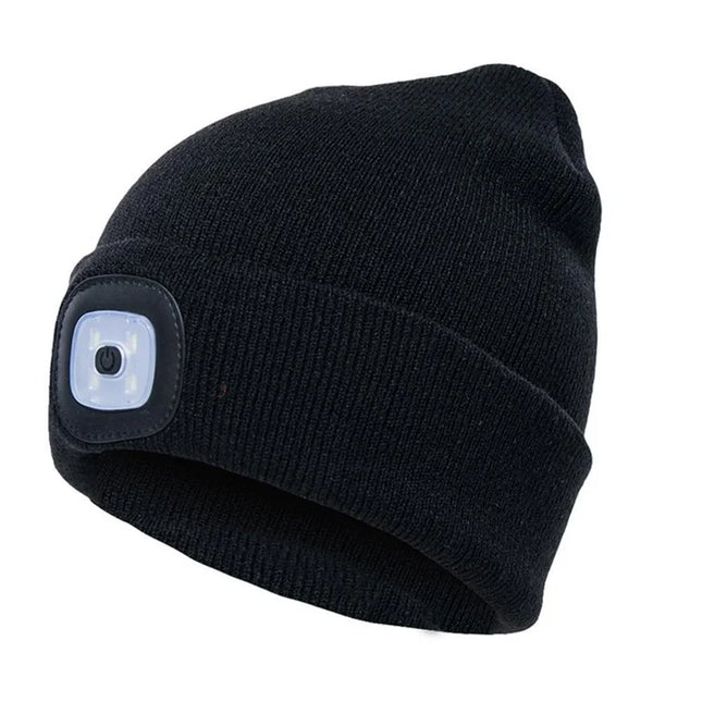 LED Beanie with Light, Rechargeable Winter Hat with Hands Free Flashlight, Acrylic Beanie Hat for Adults and Kids