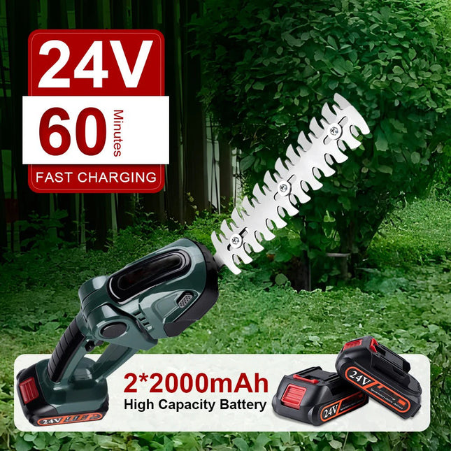 Cordless Hedge Trimmer with 2 Batteries, Shrub Trimmer