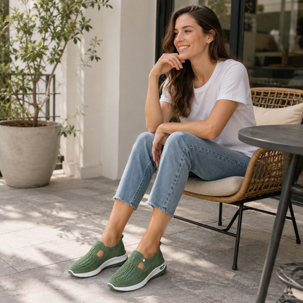 Women's comfort mesh sneakers, breathable walking shoes for standing all day, wide feet, cushioned sole