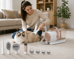 Tuzwa Professional Pet Grooming Vacuum Kit | 11000Pa Powerful Dog & Cat Grooming System with Electric Clippers, Guide Combs & Pet Hair Removal Vacuum