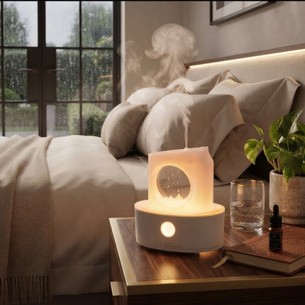 Essential Oil Diffuser, Ultrasonic Humidifier with Rain Cloud Mist, Aroma Diffuser with LED Light for Bedroom