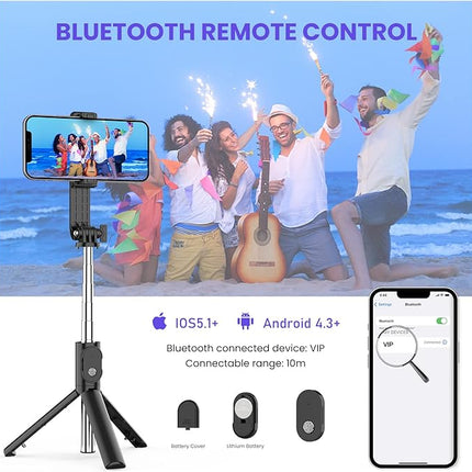 Selfie Stick Tripod with Fill Light, Bluetooth Selfie Stick with Remote