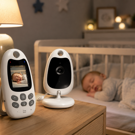 Wireless video and audio baby monitor, 3.5 inch color screen with night vision and two-way talk, 300 m range