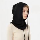 Wool Beanie with Hood and Drawstring, Knitted Winter Hat, Wool Hat with Knit Hood for Fall