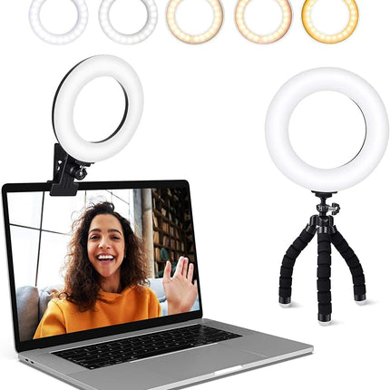 Ring Lights, Clip on Ring Light for Laptop with 64 Lamp Beads, Adjustable Color Temperature Light, LED Ring Light