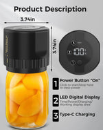Tuzwa Jar Vacuum Sealer – Compact Electric Vacuum Sealer for Jar Openings up to 3.4", 5W Low-Noise Food Storage Pump