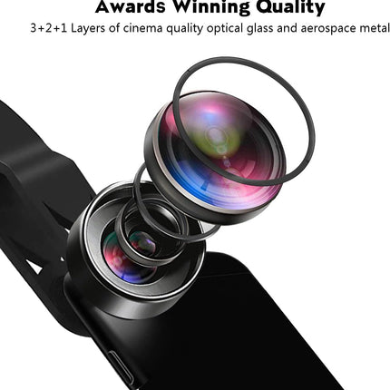 Macro Photography Lens for Phone, 3 in 1 Wide Angle Lens and Fisheye Clip On Set