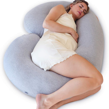 Pregnancy Pillow, C Shaped Full Body Pregnancy Pillow with Removable Jersey Cotton Cover, Side Sleeper Body Pillow