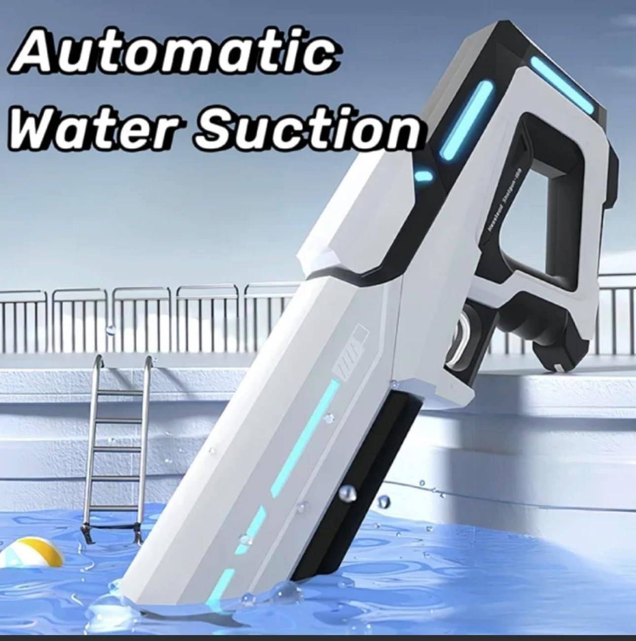 Tuzwa Electric Water Gun – Rechargeable Automatic Water Blaster with Auto Suction, 300ml Tank & 8–10m Long Range