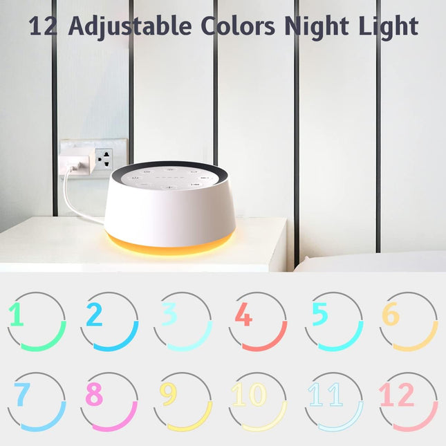 White Noise Machine for Sleep with Night Light, Baby Sleep Sound Machine, Portable White Noise Machine
