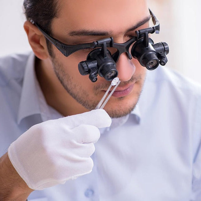 Magnifying Glasses with LED Light, Jewelers Loupe Headband Magnifier for Watch Repair, Reading Magnifier Glasses 10X