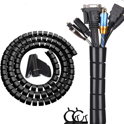 Cable Organizer for Desk, Cord Organizer with Cut to Length Cable Sleeve, Pet Proof