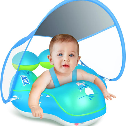 Infant Pool Float with Canopy, Baby Swim Float with Removable UPF50+ Sun Canopy
