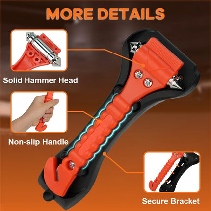 Car Safety Hammer Set of 2 with Seat Belt Cutter, Car Window Glass Hammer Breaker