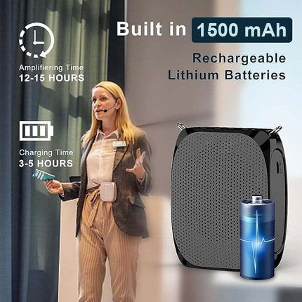 Portable Voice Amplifier for Teachers and Elderly, Personal Voice Amplifier with Headset Microphone – image 4