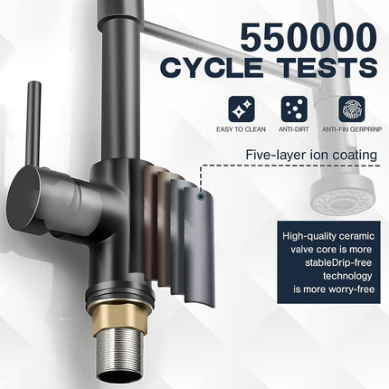 Kitchen Faucet with Pull Down Sprayer, Kitchen Sink Faucet 360 Rotation – image 6