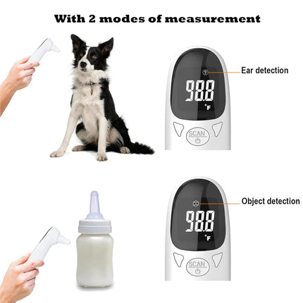 Infrared Thermometer for Pets, Rechargeable Pet Ear Thermometer with LED Display