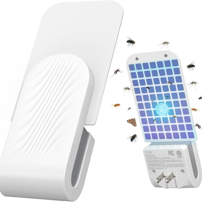 Fruit Fly Trap, Plug In Indoor Fly Trap with UV Light and 5 Glue Cards, Gnat Trap for Mosquitoes and Moths