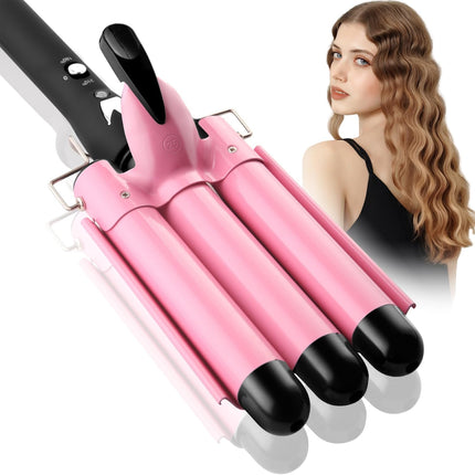 3 Barrel Curling Iron, Hair Waver, Ceramic Curling Iron with LCD Display, Dual Voltage Hair Styling Tool