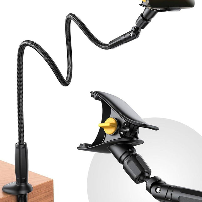 Phone Holder for Bed, Gooseneck Phone Stand for Desk, Flexible Overhead Phone Mount for Filming and Hands Free Use