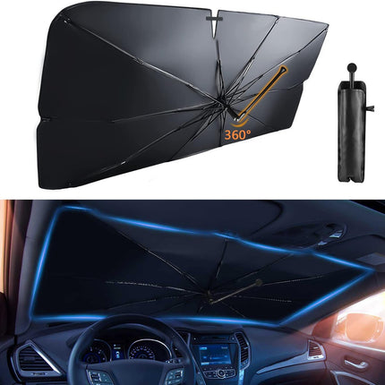 Car Sun Shade Foldable for Windshield, Windshield Sun Shade 57 x 33 in with Bendable Handle, Auto Windshield Shade