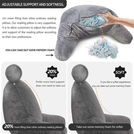 Reading Pillow for Bed, Side Pocket for Watching TV – image 4