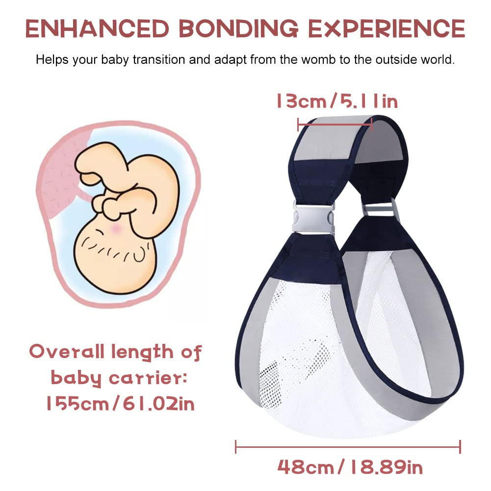 Tuzwa Mesh Baby Carrier – Adjustable Baby Carrier Wrap with Padded Straps, Breathable Front & Hip Carrier, 45 lb Capacity, Machine Washable