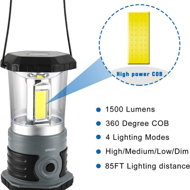 LED Camping Lanterns, Battery Powered Lantern with Hook and Handle