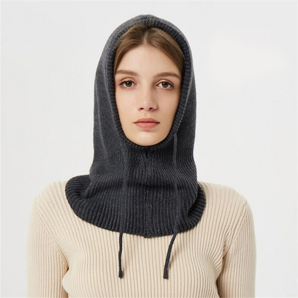 Wool Beanie with Hood and Drawstring, Knitted Winter Hat – image 4