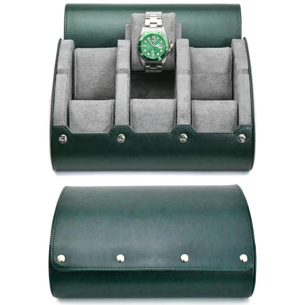 Watch Travel Case for 3 or 6 Watches, PU Leather Watch Roll Storage Box with Soft Suede Interior and Sliding Cushions
