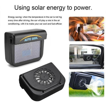 Solar Powered Car Vent Window Fan, Black ABS Auto Cooler Ventilation Exhaust Fan for Sedans, Trucks, SUVs and Vans