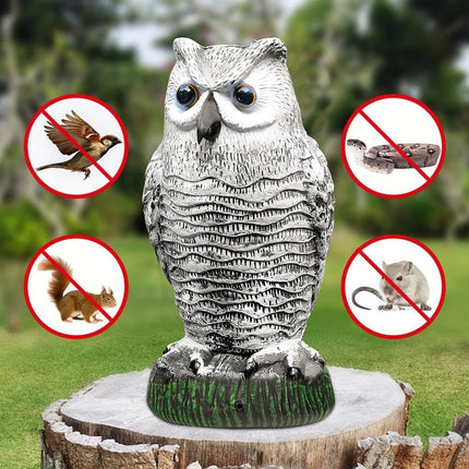 Squirrel Repellent Owl Decoy with Rotating Head, Raccoon Deterrent and Bird Deterrent for Garden