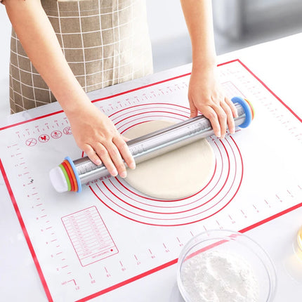 Adjustable Rolling Pin with Thickness Rings, Stainless Steel Rolling Pin for Baking