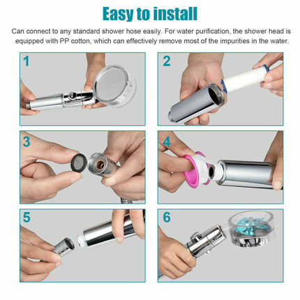 Shower Head with Turbo Propeller, High Pressure Shower Head Handheld with 360 Degree Spin – image 6