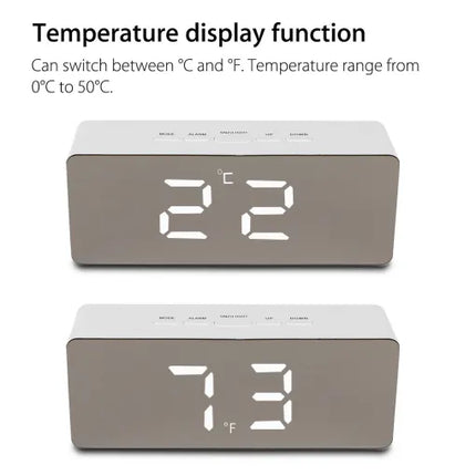 Digital Alarm Clock with Mirror and Nightlight, Bedside Clock with Temperature and Calendar – image 6