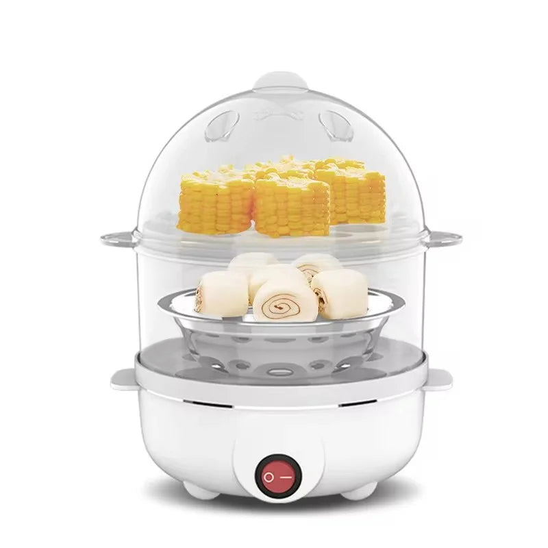 Tuzwa Electric Egg Cooker – Double Layer 350W Egg Steamer with 2-Tier Design for Eggs & Vegetables, 220V