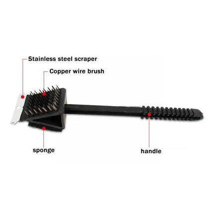 Barbecue Grill Brush with Scraper and Sponge, Outdoor Grill Accessories