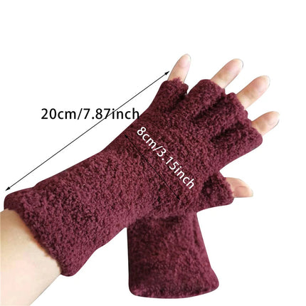 Fingerless Gloves for Women and Men, Womens Winter Gloves with Coral Fleece Lining, Warm Gloves for Typing – image 4