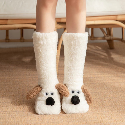 Fuzzy Leg Warmer with Embroidered Dog Face – image 4