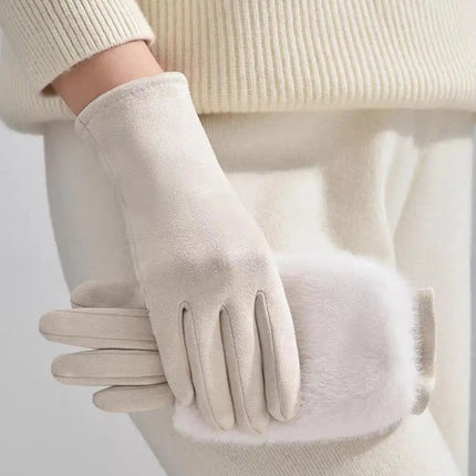 Winter Gloves for Women and Men, Touch Screen Gloves with Suede and Rabbit Fur Trim – image 4
