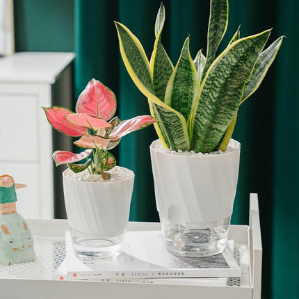Indoor Planter with Self Watering Reservoir, Modern Plastic Flower Pot – image 6