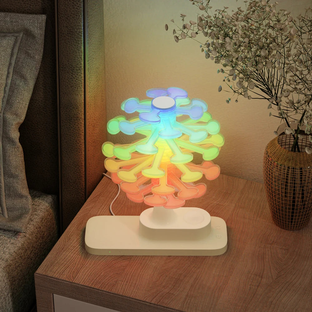 Tuzwa Spiral LED Table Lamp – Warm White & RGB Ambient Bedside Light, Modern Tree Design, USB Powered