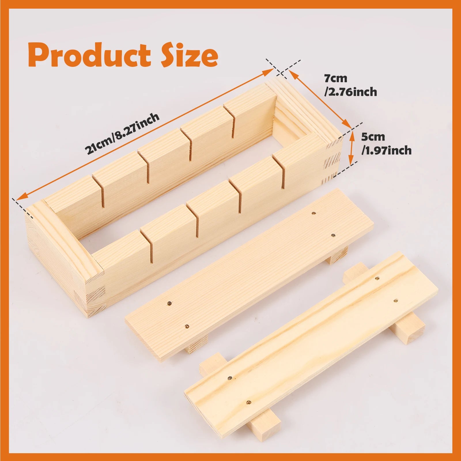 Tuzwa Wooden Sushi Maker Press – Traditional Sushi Mold for Homemade Rolls & Pressed Sushi, 21cm Kitchen Tool