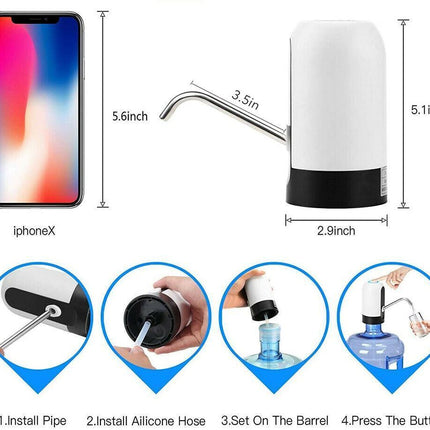 Water Bottle Pump USB Rechargeable, Water Dispenser Pump for 5 Gallon Bottles with One Click – image 6