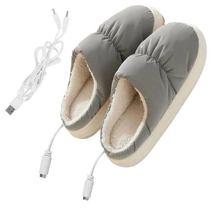 USB Heated Slippers for Men and Women, Electric Foot Warmer with Soft Plush Lining, Unisex One Size Winter House Shoes for Home and Office